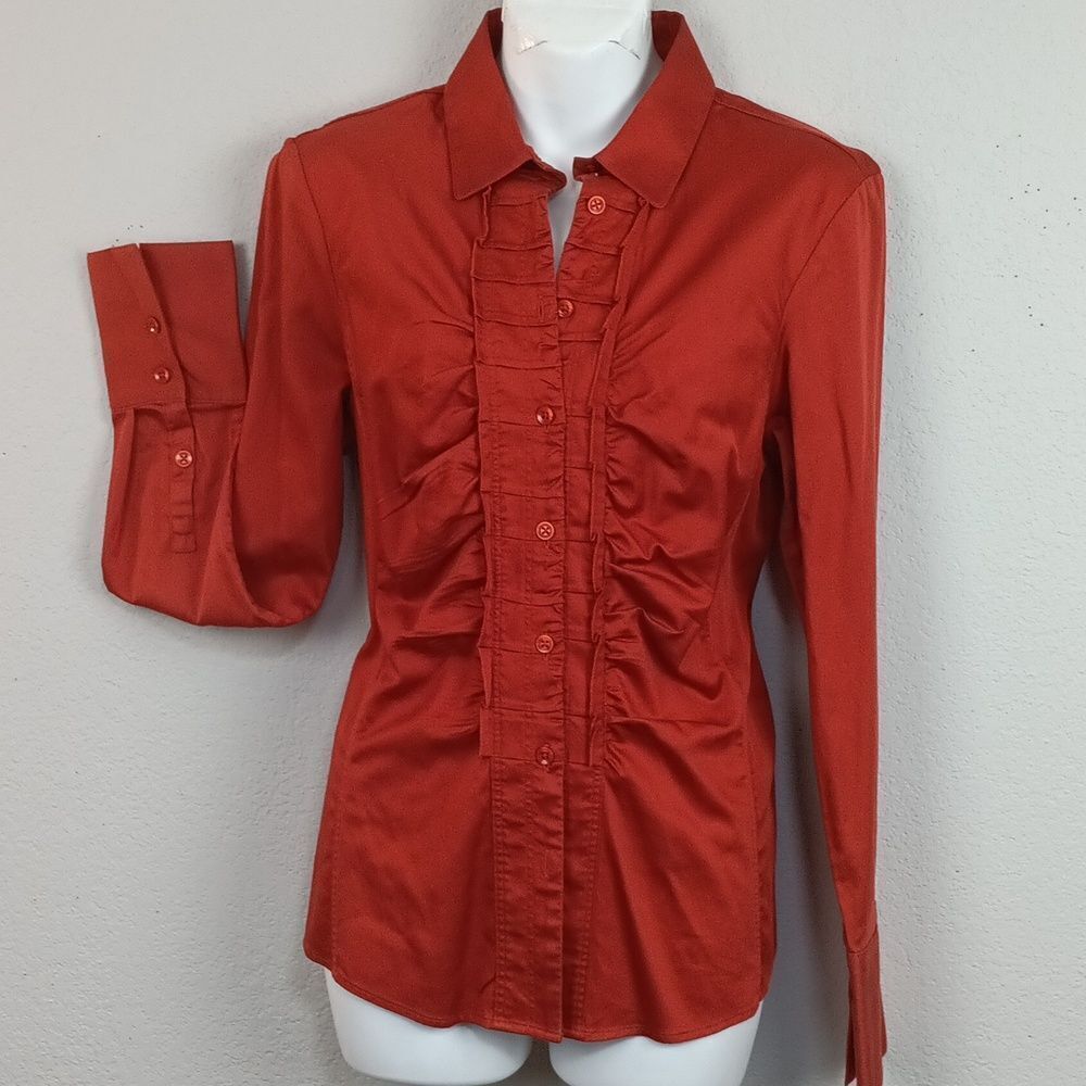 Antonio Melani Womens Paprika button down Long sleeve Top sz M Work Coquette